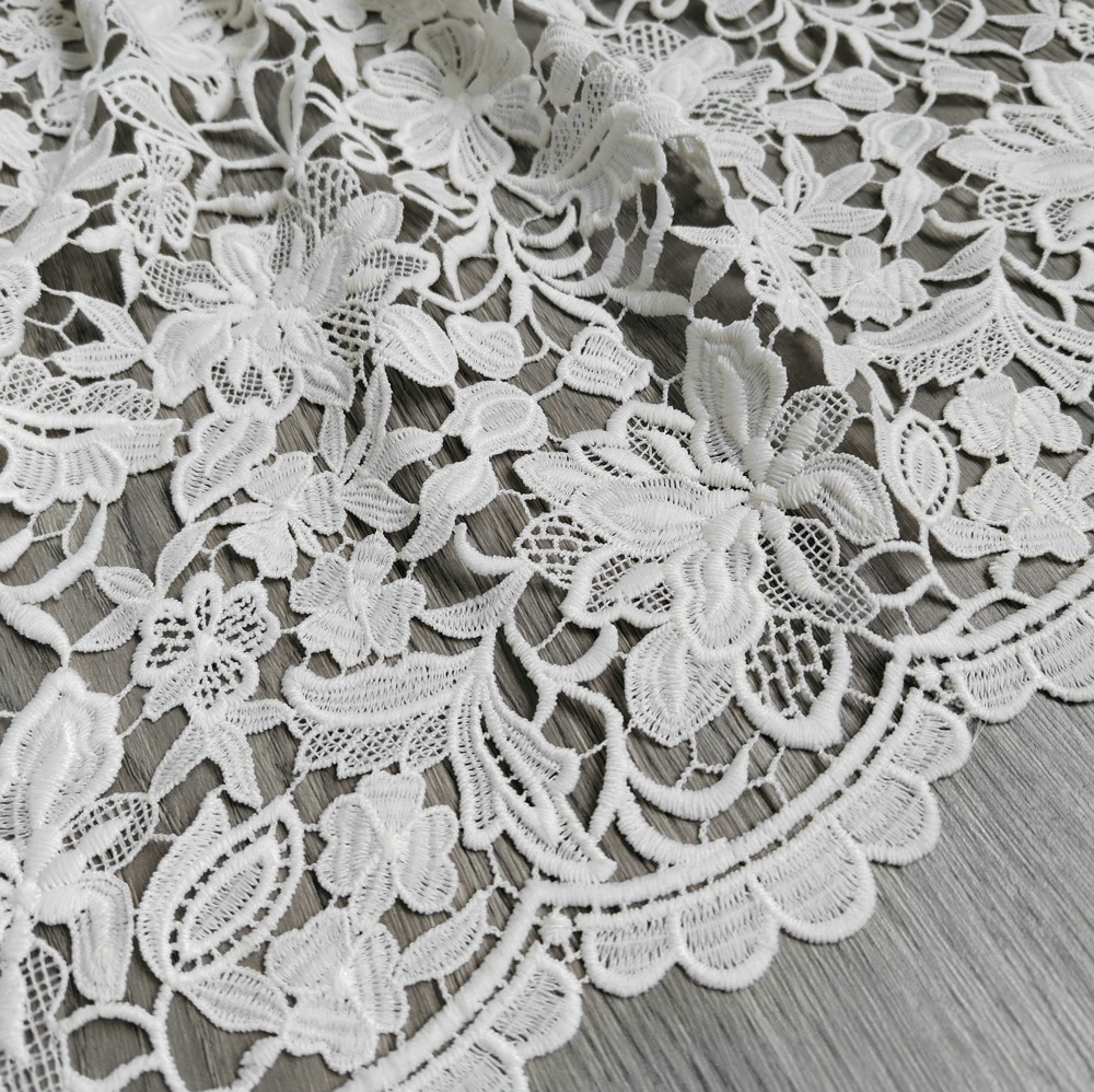 Wedding Solution - Preciosa tela bordada de encaje guipur