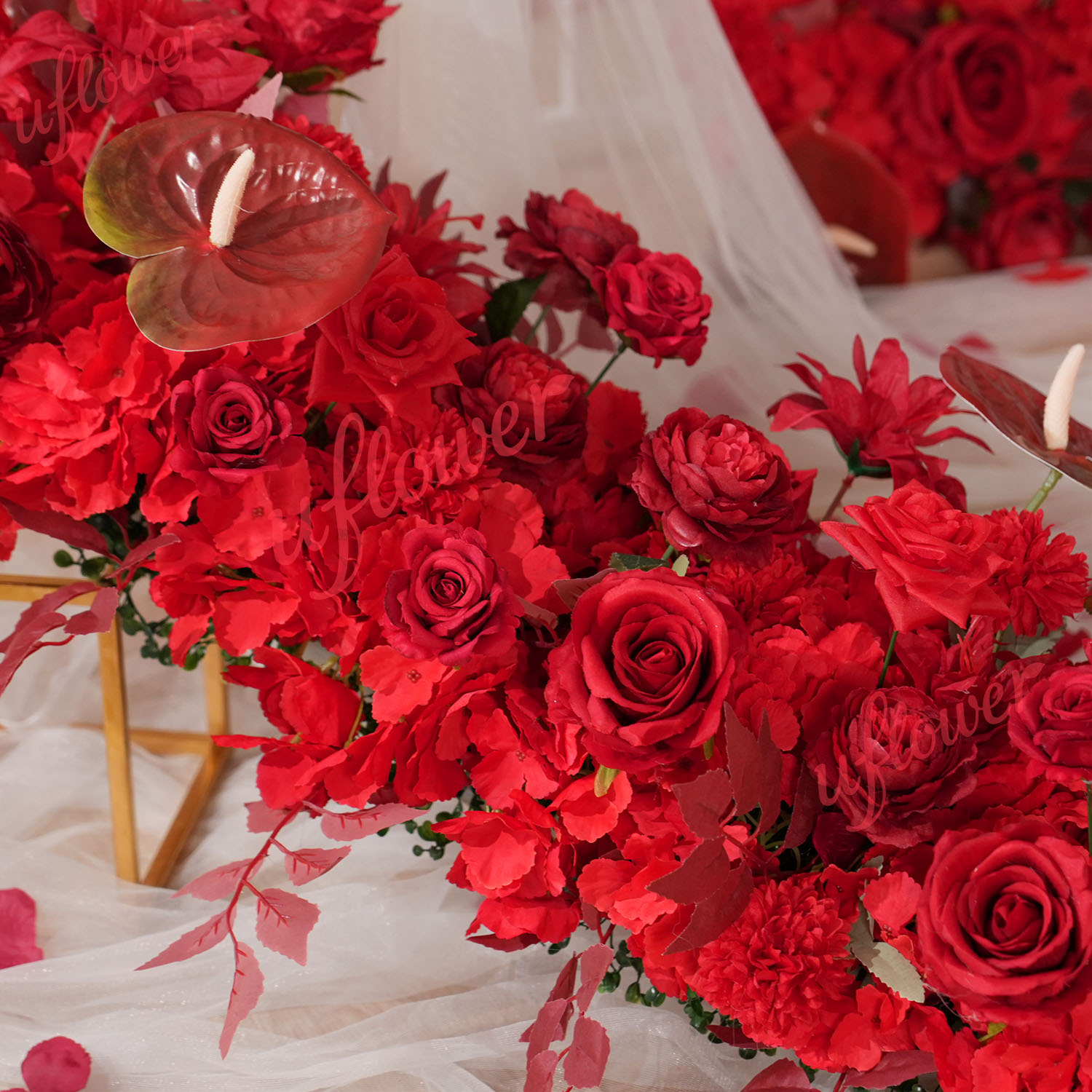 Uflower fila de flores rojas a - Wedding Arch Flower reseña y precio